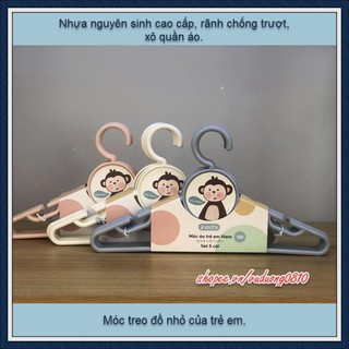 Set 05 Móc áo trẻ em Inochi - màu sắc trang nhã, thích hợp cho cả giàn phơi và dây phơi