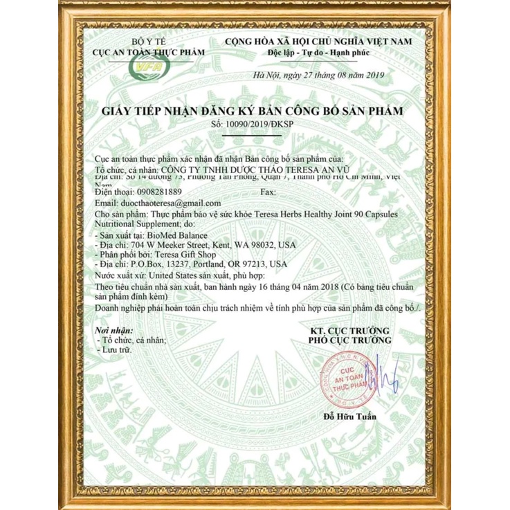 TERESA HERBS HEALTHY JOINT – THOÁI HÓA KHỚP