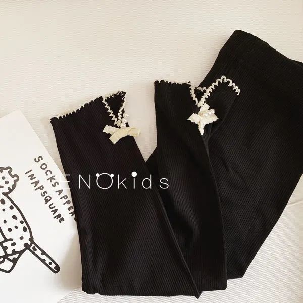 Quần Legging Lưng Cao Đính Nơ Xinh Xắn Cho Bé Gái