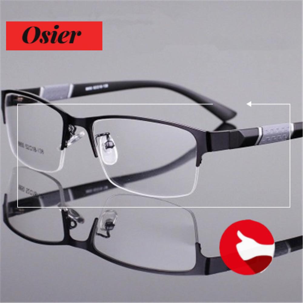 Kính Cận Gọng Vuông Viền Kim Loại Nhựa Resin 0~600 Siêu Nhẹ