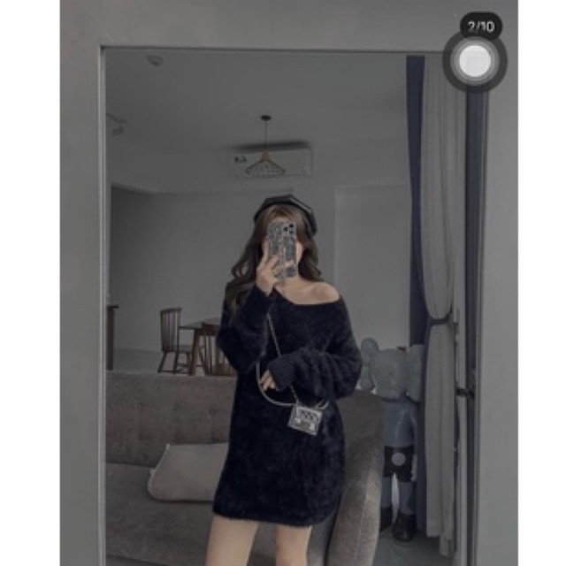 Áo len lông cổ tròn măc đuoc lệch vai | BigBuy360 - bigbuy360.vn