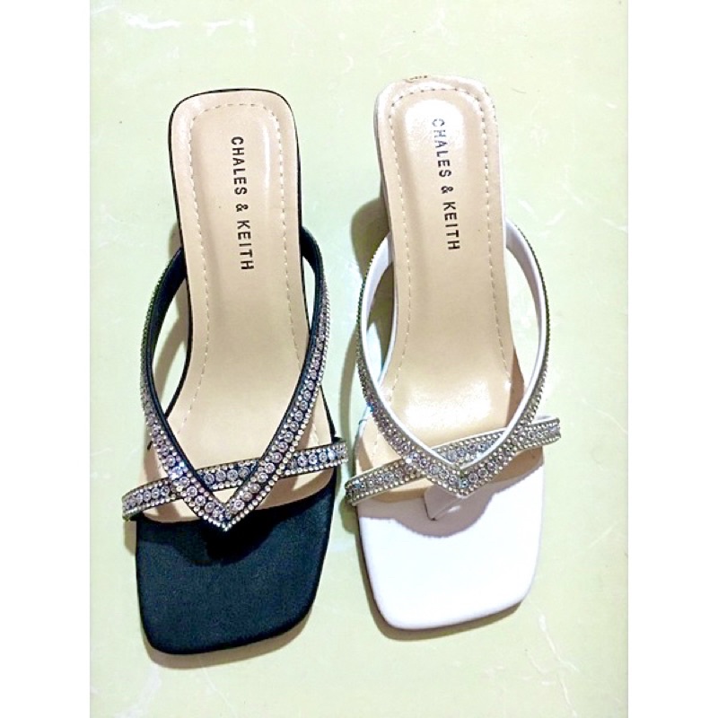 ZZ99- Giày / guốc cao gót kẹp dây đá 3 phân gót vừa êm chân dễ đi- hottrend( kẹp đá 3f gót thang)