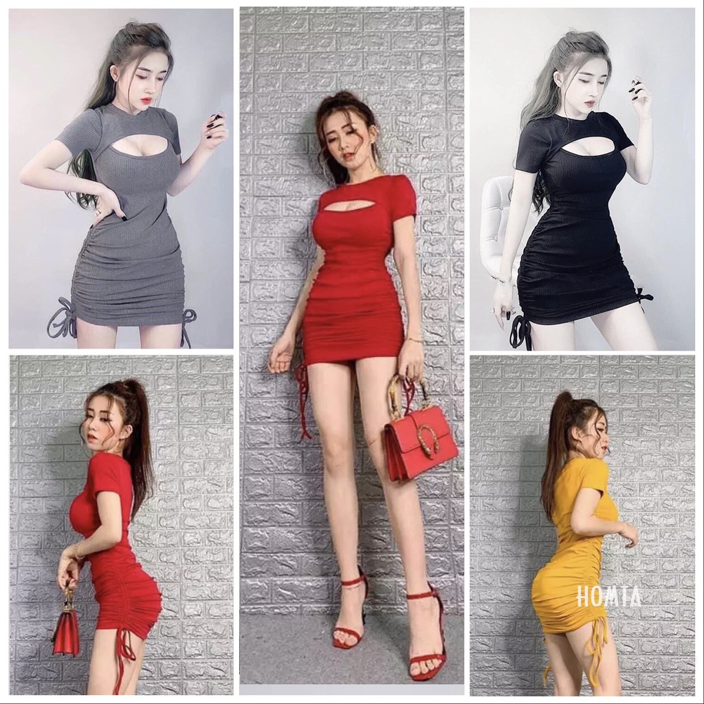 Đầm Body Rút Dây Khoét Ngực