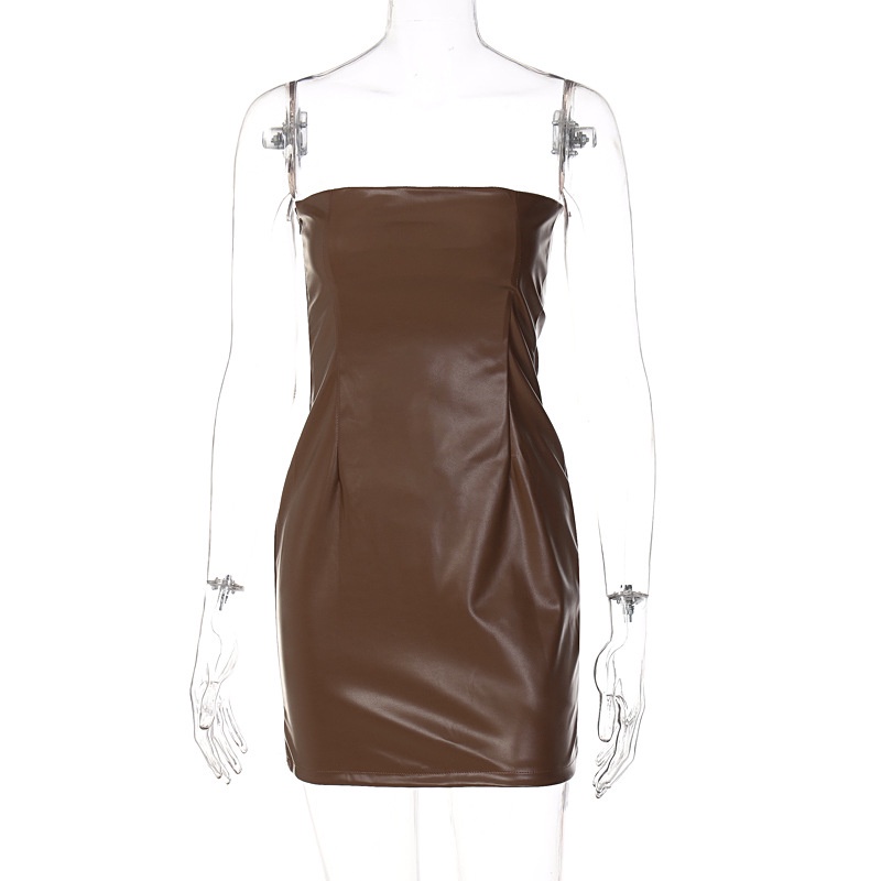 Đầm DUNEA da PU hở vai và lưng thiết kế thời trang cho nữ