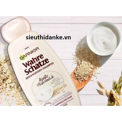 DẦU GỘI GARNIER Wahre Schätze Sanfte Hafermilch sữa yến mạch - Dành cho tóc mỏng 250ml
