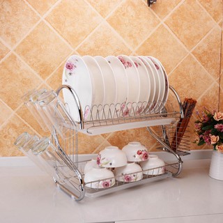 Kệ úp bát inox 2 tầng chữ s