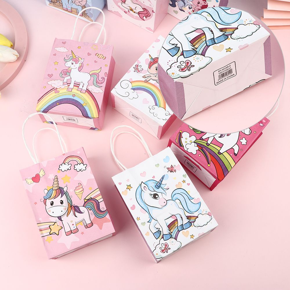 Set 6 Túi Giấy Đựng Bánh Kẹo Hình Kỳ Lân Dễ Thương Đa Năng