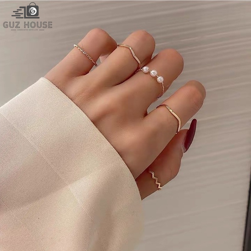 set 5 nhẫn nữ style tiểu thư - set nhẫn bánh bèo siêu đáng yêu😍 N006