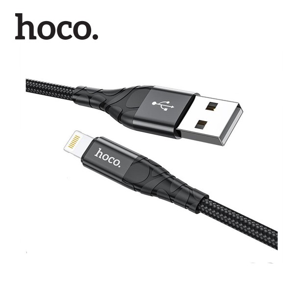 Cáp sạc Hoco DU02 cổng Lightning tương thích hệ điều hành IOS, sạc nhanh 2.4A dây bọc dù chống đứt dài 1m