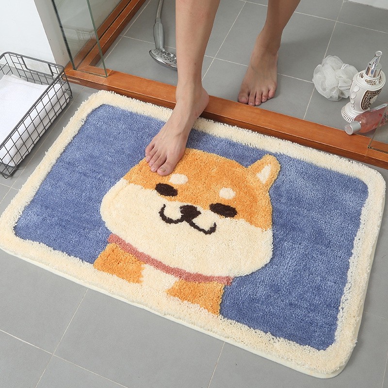 THẢM TRẢI SÀN HÌNH CHÓ SHIBA VUI NHỘN SIÊU THẤM HÚT - THẢM CHÙI CHÂN NHÀ TẮM LÔNG MỀM CÓ ĐẾ CHỐNG TRƯỢT TỐT