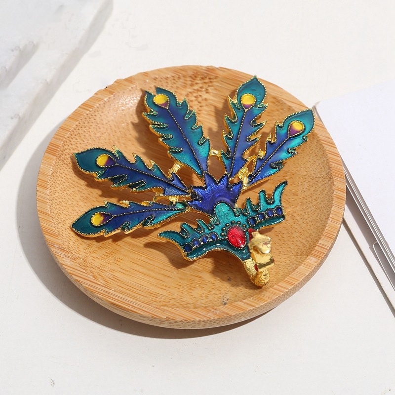 Phiến đúc họa tiết phượng hoàng sơn màu men điểm thúy 68*68mm nguyên liệu làm trâm làm trang sức cổ trang có màu KC