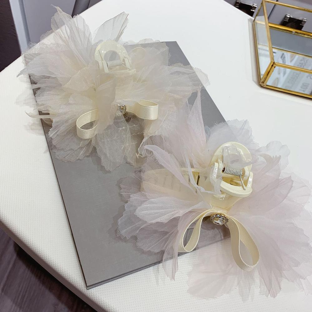 Kẹp Tóc Càng Cua Bằng Nhựa Acrylic Phối Lưới Họa Tiết Hoa Xinh Xắn Cho Bạn Gái|Kẹp Tóc Hình Nơ Xinh Xắn Dành Cho Nữ