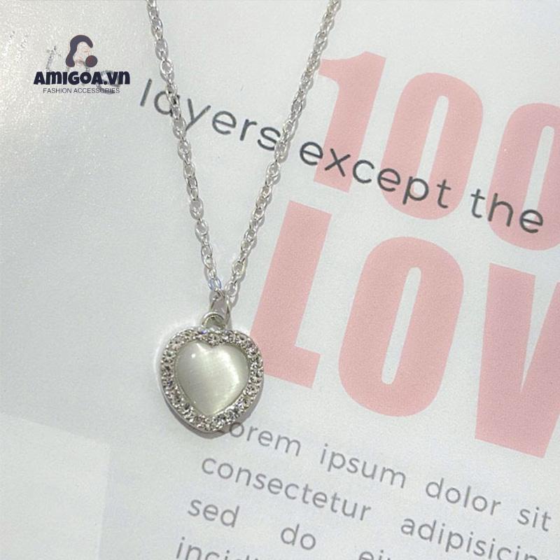 ✨✨Vòng cổ Mặt Trái Tim Đính Đá Opal Phong Cách Hàn Quốc Thời Trang Cho Nữ