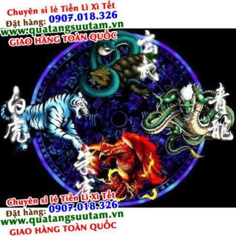 [SIÊU RẺ] Xu Tứ Linh - Xu Phong Thủy: Thanh Long - Bạch Hổ - Chu Tước - Huyền Vũ [ Tặng kèm túi đựng ] 2021