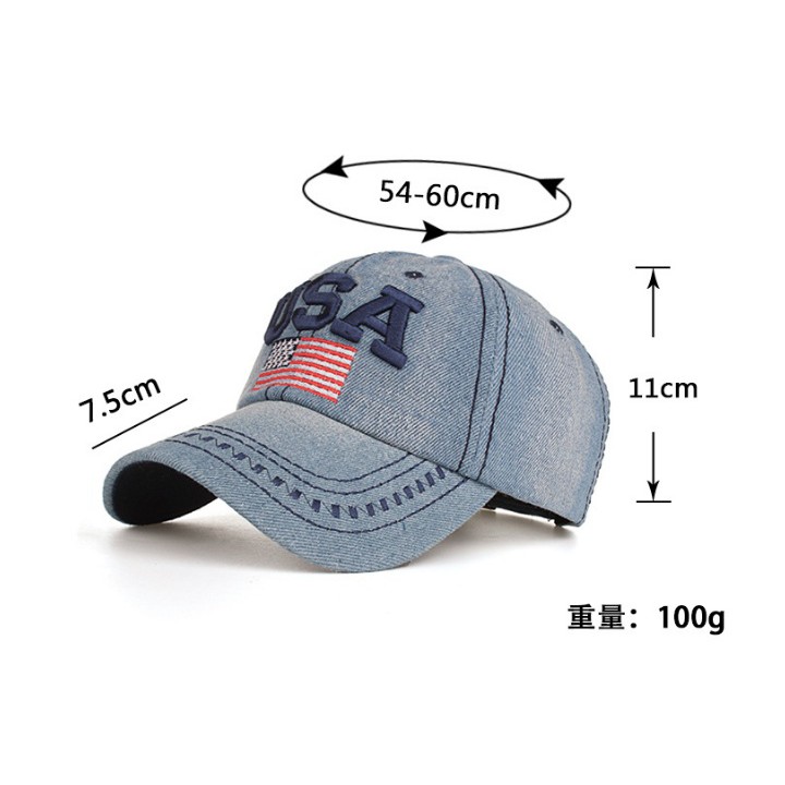 [CHUẨN ĐẸP] Nón kết, mũ lưỡi trai USA A020 vải jeans thoáng mát, điều chỉnh được