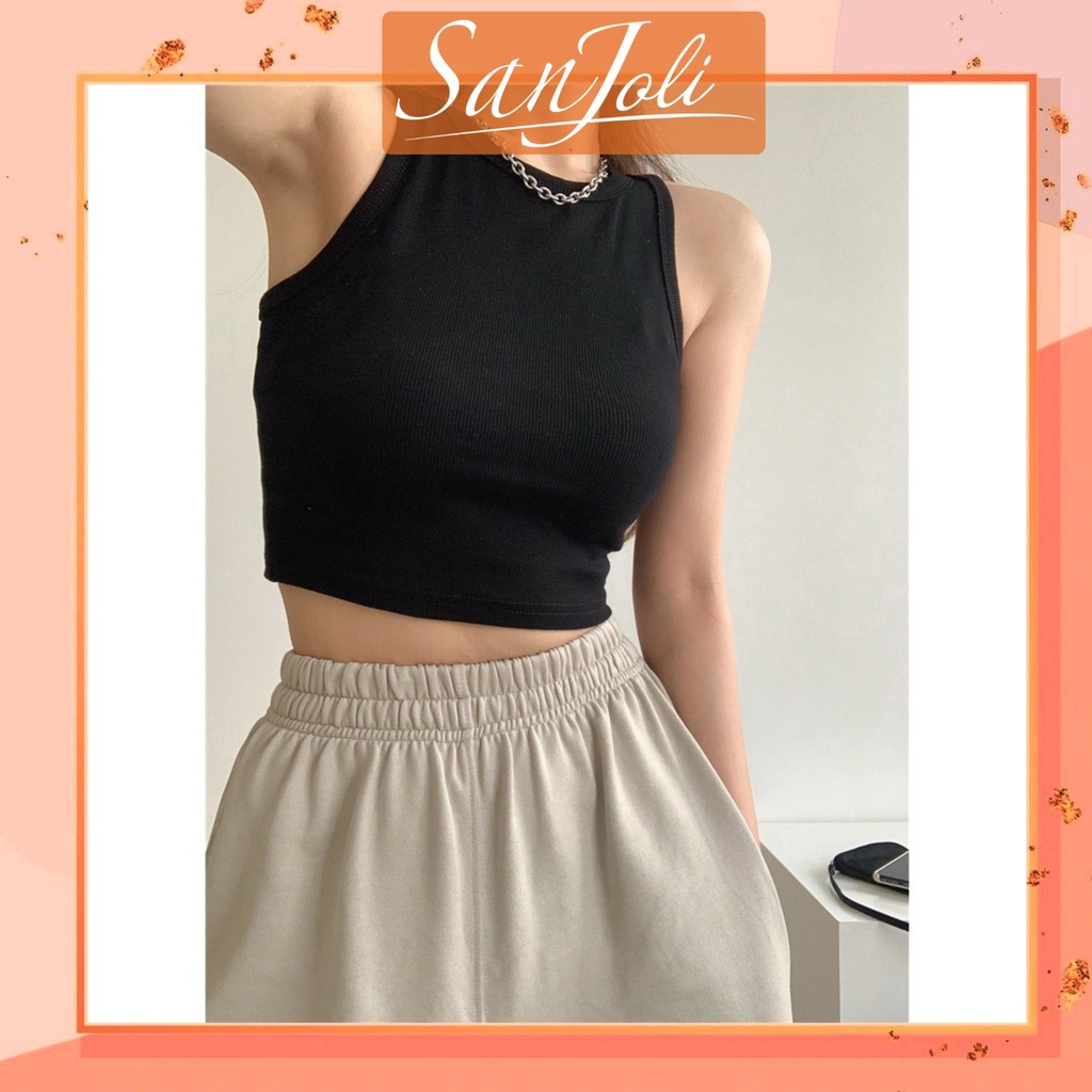 Áo Croptop Ba Lỗ Nữ SanJoli body kiểu thun sexy hở vai Hàn Quốc giá rẻ Kiểu dáng Ulzzang 2 màu đen Trắng AO013 | WebRaoVat - webraovat.net.vn