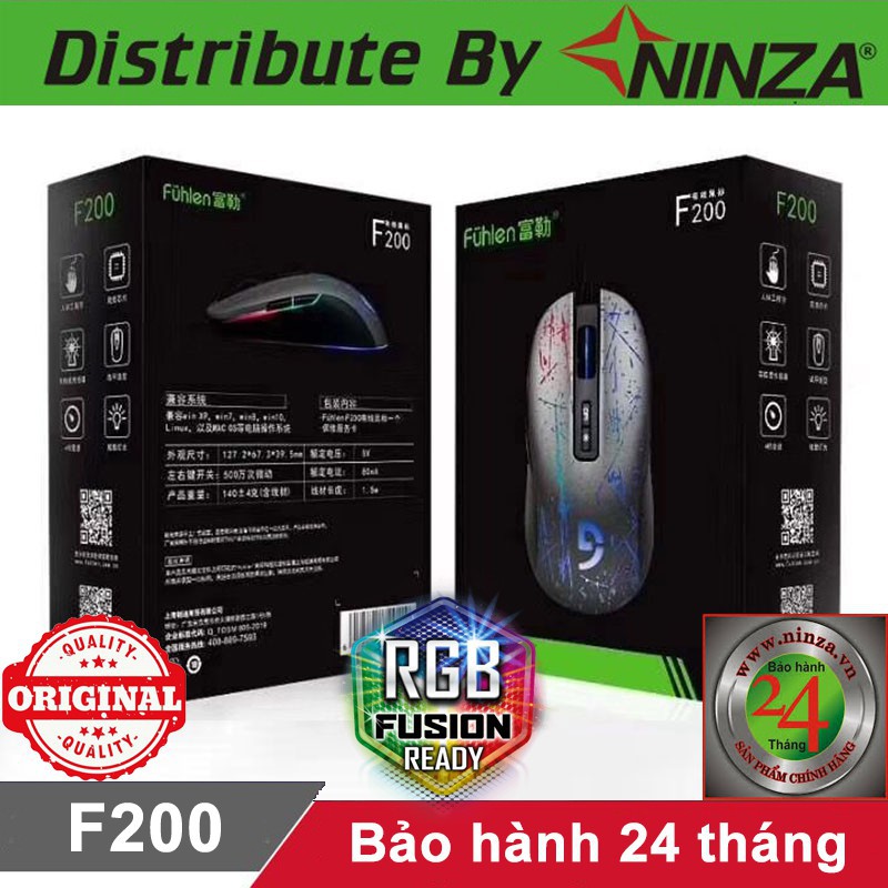 Chuột chơi game có dây Fuhlen Nine Series F200 Led 7 màu - Hàng chính hãng bảo hành 24 tháng