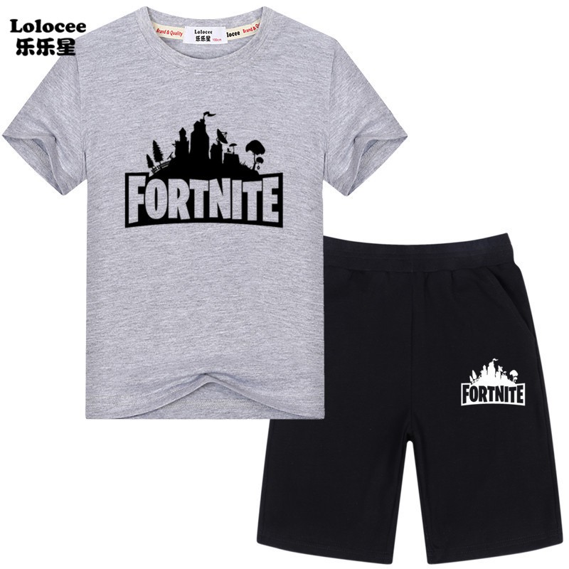 Bộ Áo Thun 2 Dây &amp; Quần Short In Hình Game Fortnite Cho Bé Trai