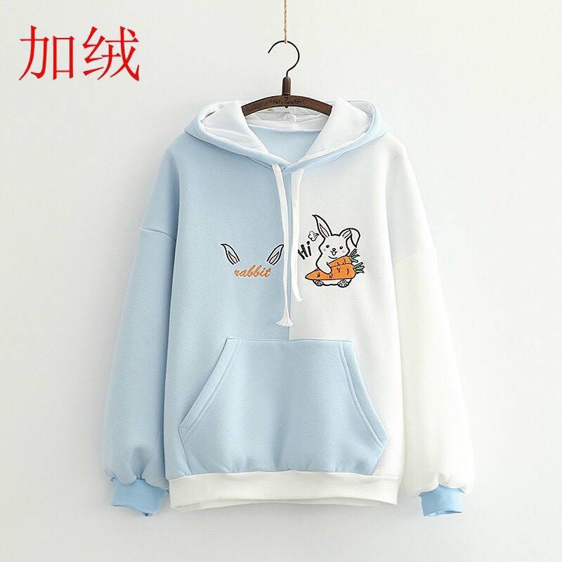ÁO KHOÁC NỈ HOODIE NỮ MẪU CHIU ĐẦU IN HÌNH CON THỎ ÔM CÀ RỐT CỰC KỲ ĐÁNG YÊU | BigBuy360 - bigbuy360.vn