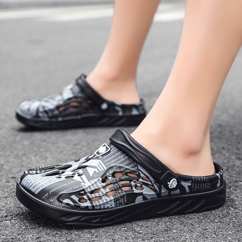 dep Lê⊕✔☋extra-big size 49 lỗ giày nam xu hướng đi ngoài trời dép trong nhà chống trượt mùa hè Baotou biển