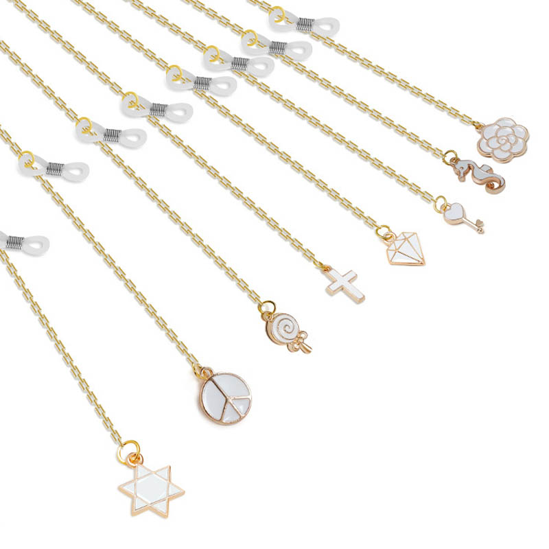 Dây Xích Kim Loại Màu Vàng Trắng/Đen Đeo Mắt Kính