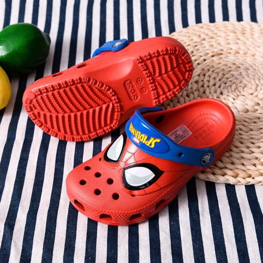Dép Cross cho bé trai Band Classic Croos Spider Man Kids Hàng Chính Hãng Size 24 Đến 35 - Tặng 6 sticker Suc bit dau