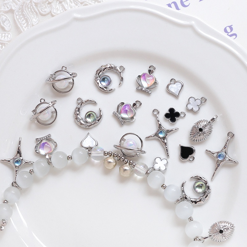 Hạt Đá Zircon Nhiều Màu Sắc Hình Hành Tinh Mặt Trăng Dùng Làm Trang Sức Thủ Công DIY