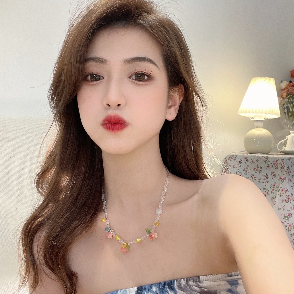 Vòng cổ Ahellogirl mặt hoa hồng thời trang 2022