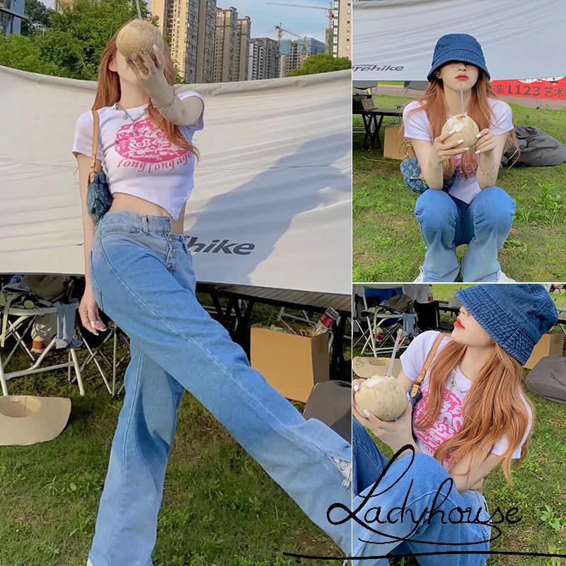 Áo Thun Crop Top Tay Ngắn Cổ Tròn In Họa Tiết Phong Cách Vintage Dành Cho Nữ