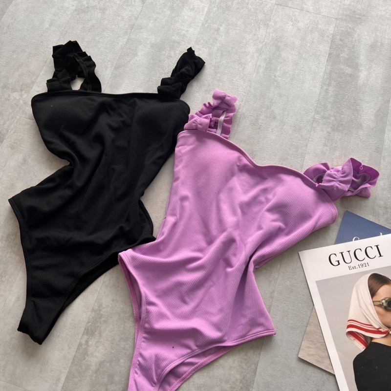 Đồ bơi 1 mảnh liền 2 dây bèo nhún chất thun gân 1M0054