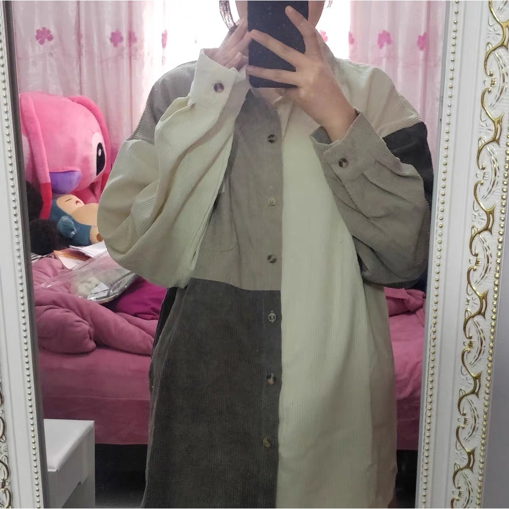 Áo sơ mi nhung tăm to mix màu Nelly