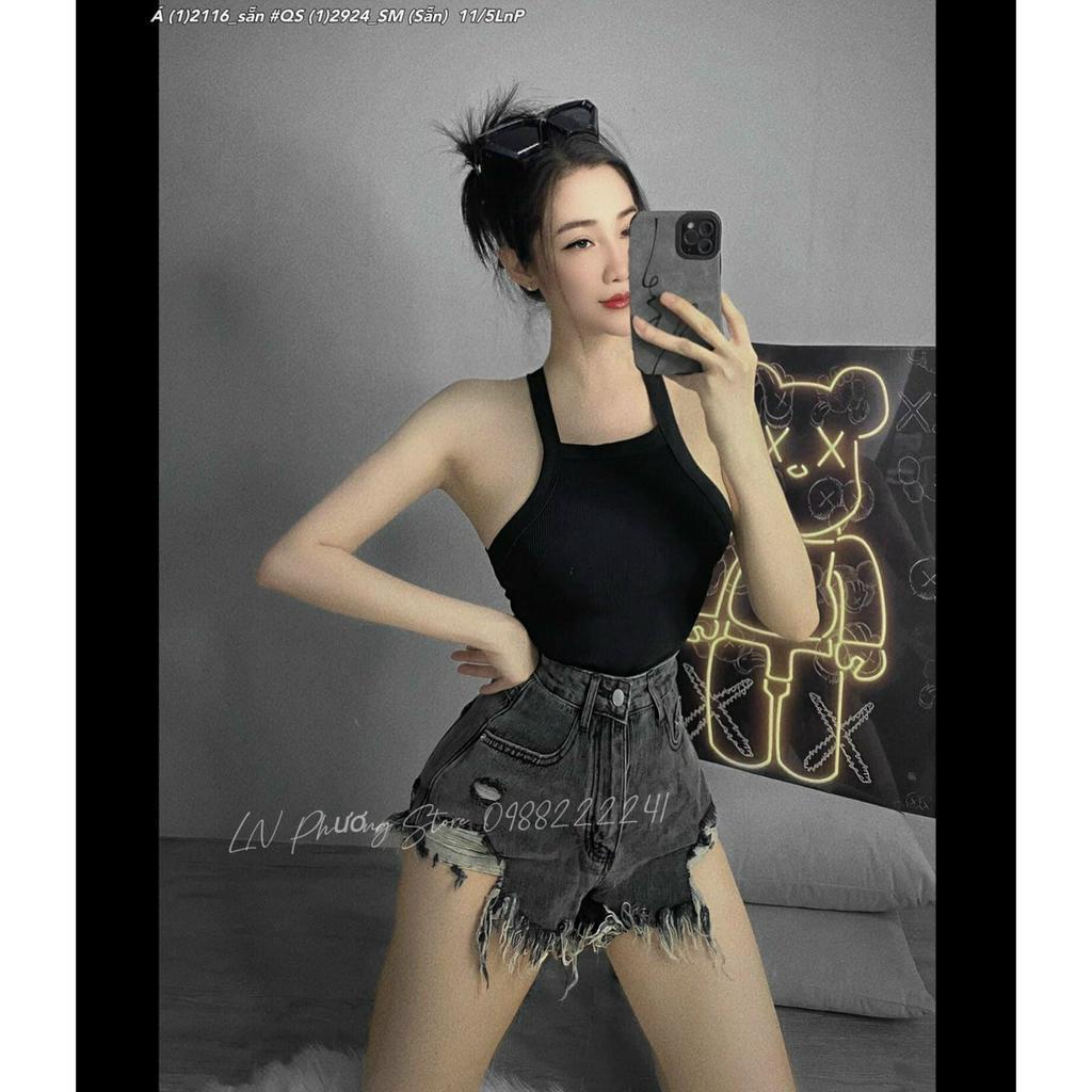 Áo 3 lỗ 2 dây kiểu mẫu mới trơn croptop cực hot , chất thun gân mềm mát