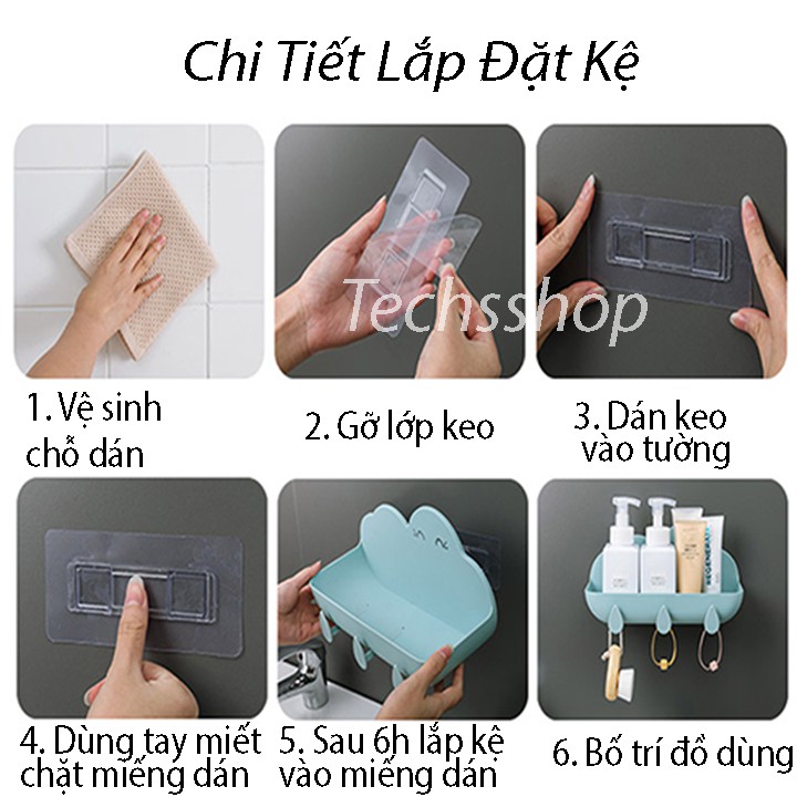 Kệ Nhà Tắm Dán Tường Hình Đám Mây Kèm 3 Móc