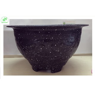 1 Chậu Nhựa Trồng Hoa, Cây Cảnh Giả Đá Đen Cường Hằng T380