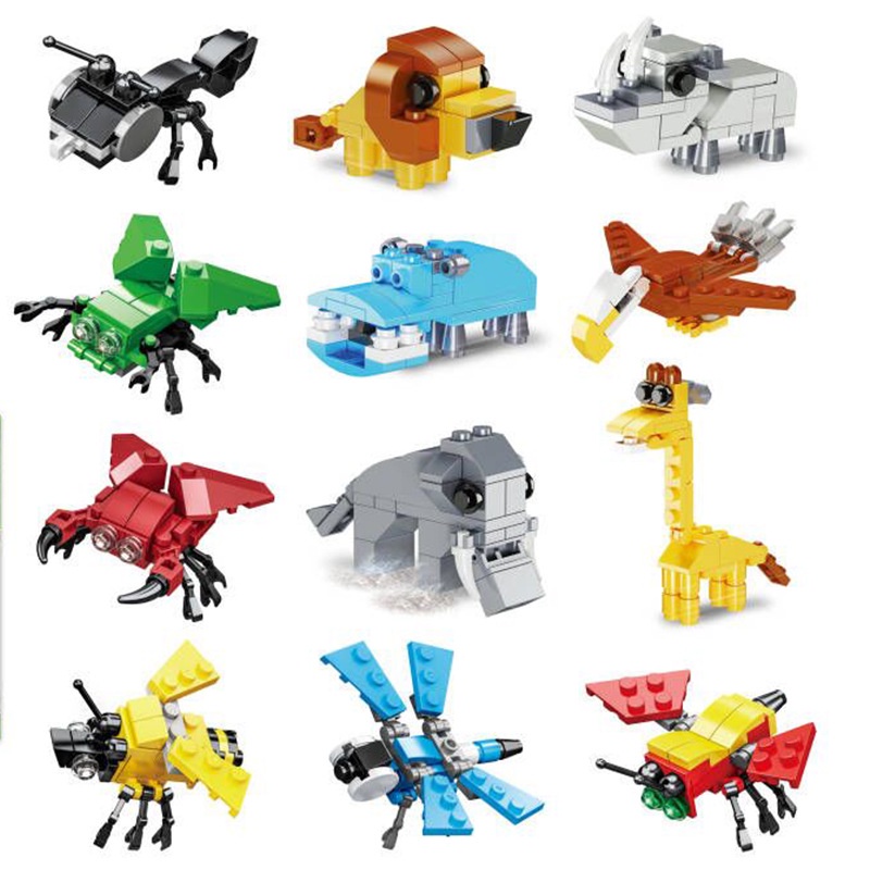Lego mini cho bé, đồ chơi lego xếp hình bộ sưu tập động vật biển đại dương và động vật rừng sâu