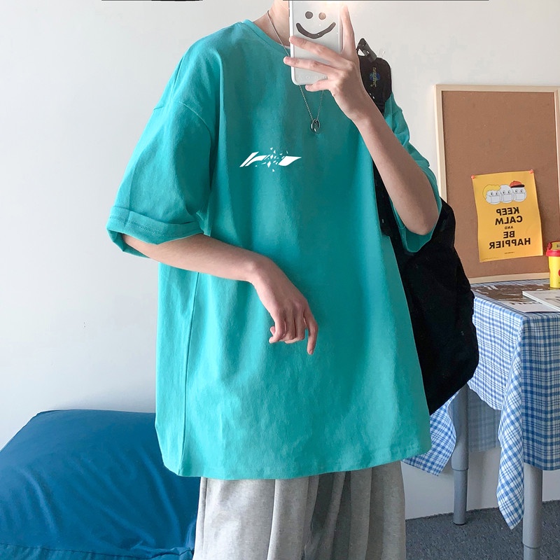 Áo Thun Tay Ngắn Cổ Tròn Dáng Rộng In Chữ Thời Trang Hàn Quốc Cho Nam Size M-5XL