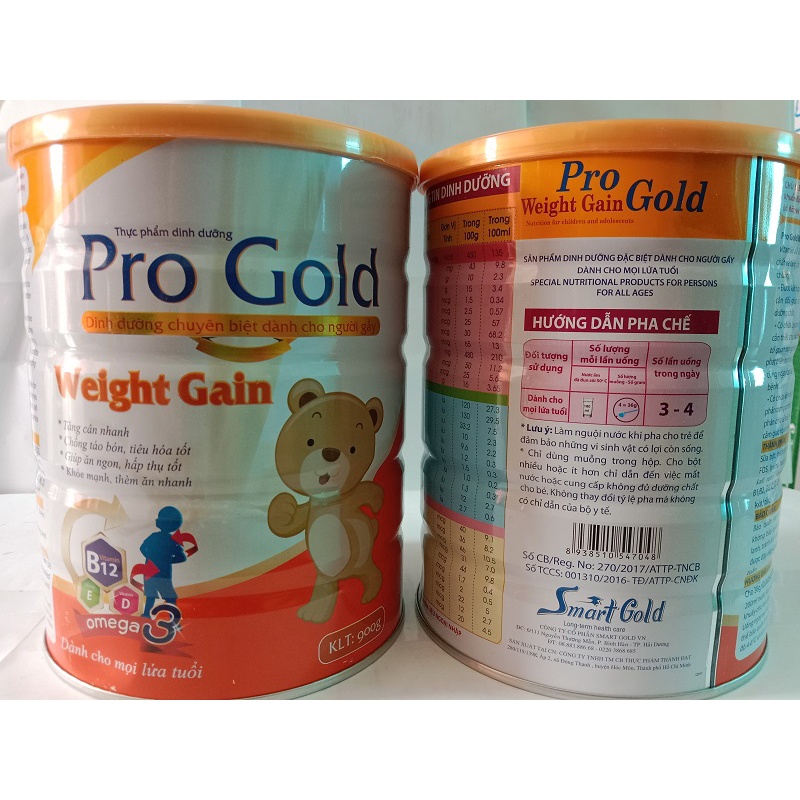 Sữa tăng cân Pro Gold Weight Gain 900g dành cho người gầy thích hợp mọi lứa tuổi