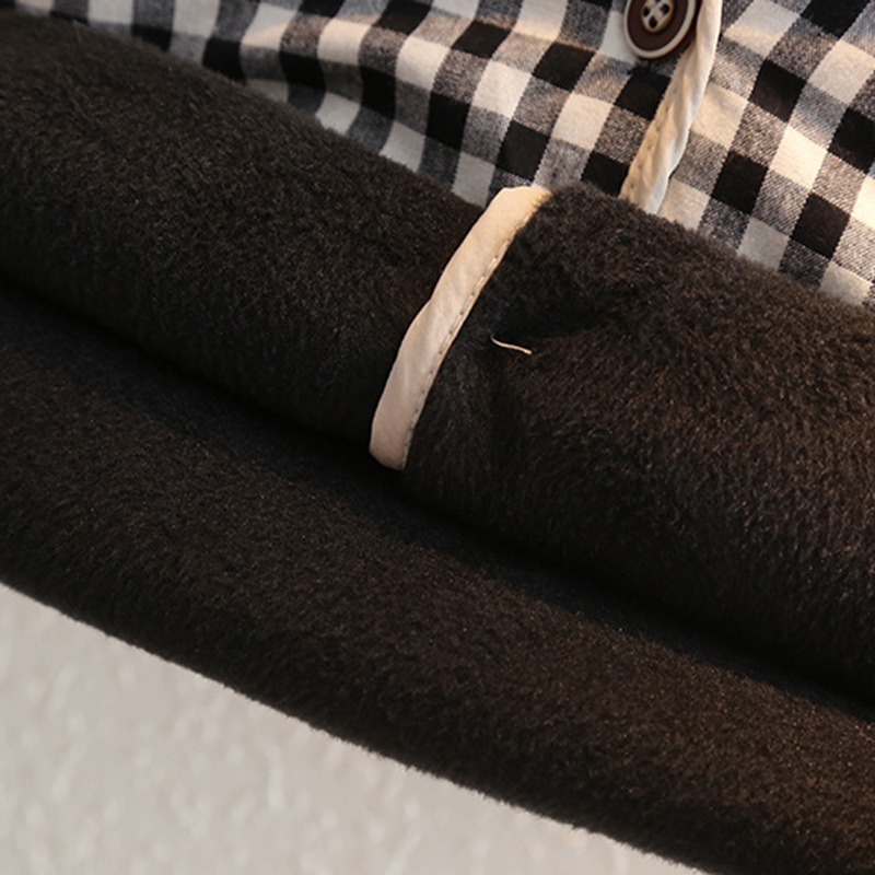 Áo khoác cotton phối len cashmere họa tiết sọc ca rô phong cách Hàn Quốc thời trang cho bé