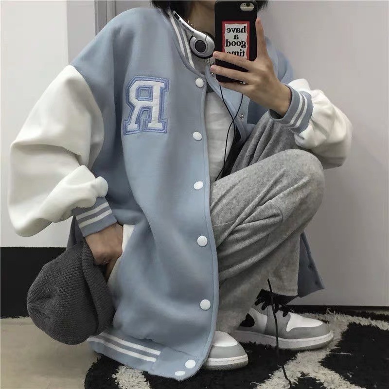 Áo khoác form rộng tay dài bomber RAYSON ulzzang - Áo Khoác Bóng Chày Unisex Nam Nữ