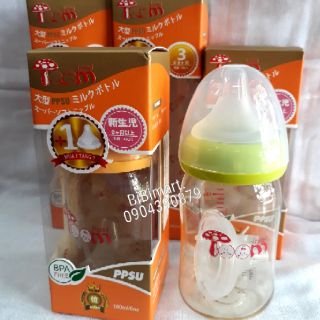 Bình sữa PPSU TO.OM 180ml/240ml ( tặng 1 núm ti chia tia) - Nhật Bản.