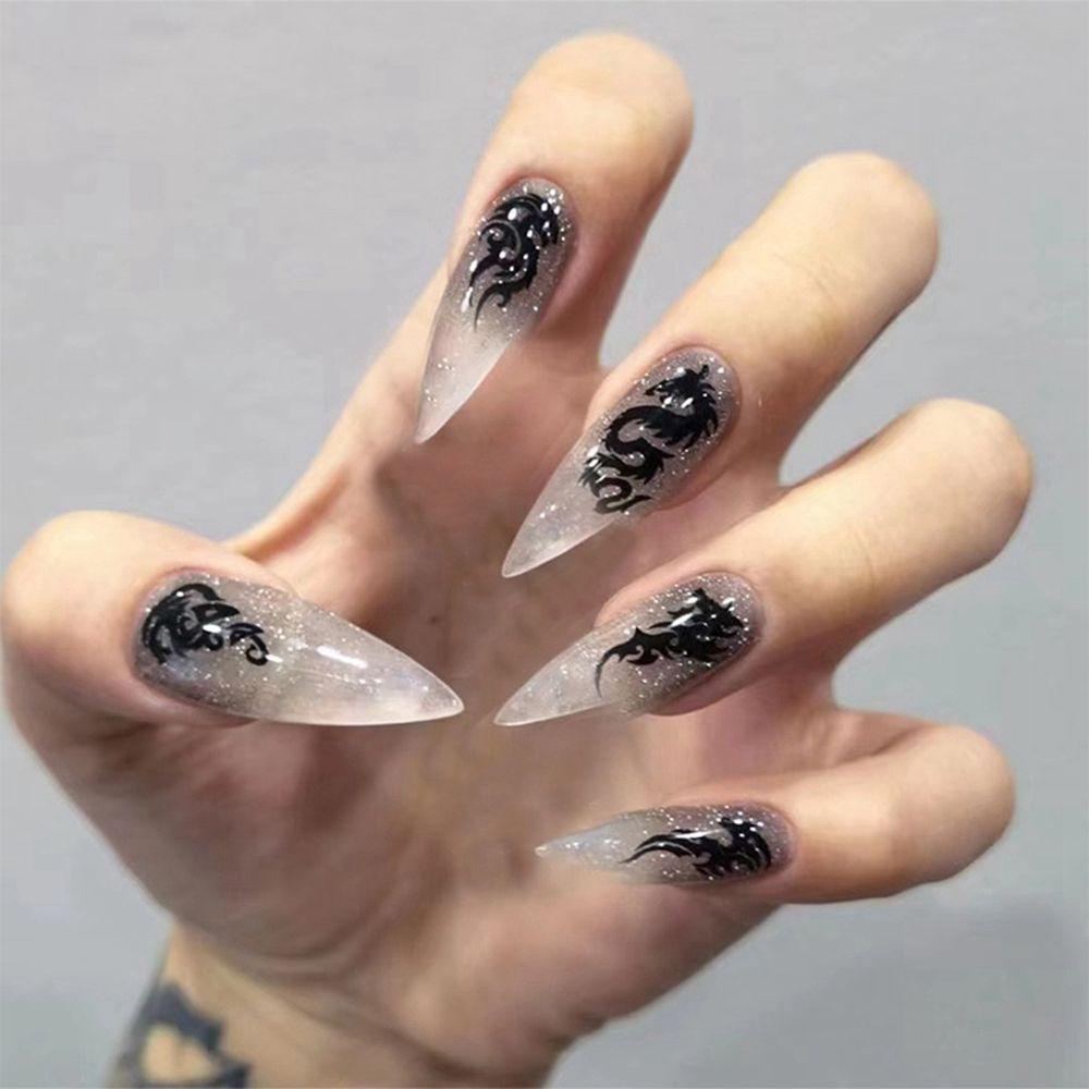 Bộ 24 Móng Tay Giả Che Phủ Toàn Diện Tháo Rời Được Kiểu Pháp
