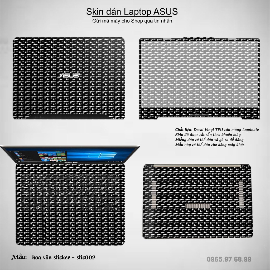 Skin dán Laptop Asus in hình Hoa văn sticker (inbox mã máy cho Shop)