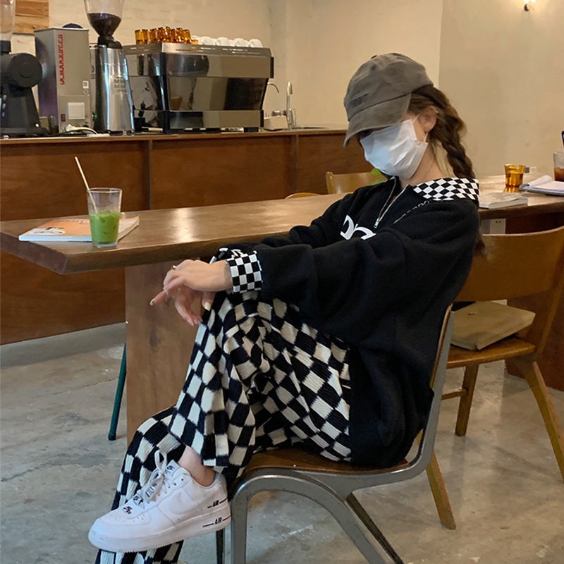 【77】Quần dài dáng rộng vải nhung dày phong cách Hàn Quốc thời trang thu đông mới cho nữ