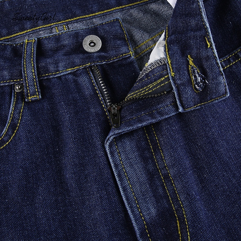 Quần Jeans Nữ Lưng Cao Thêu Hình Rồng Thời Trang