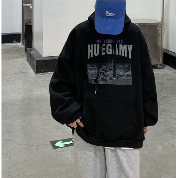 Áo Hoodie Nam Nữ Unisex Form Rộng Mũ 2 Lớp HUEGAMY Chất Nỉ Ngoại Mặc Thu Đông Siêu Ấm