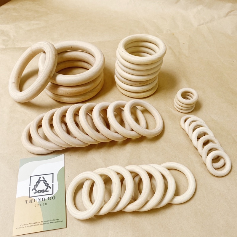 Vòng gỗ tròn/lục lạc gỗ phụ liện thủ công, đồ chơi handmade