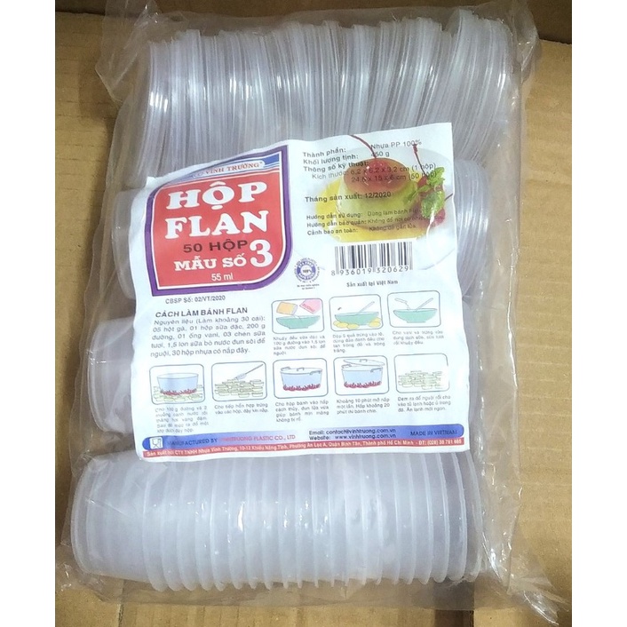 50 cái hộp khuôn bánh flan, khuôn rau câu số 3 nhựa PP Vĩnh Trường