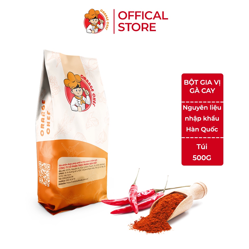 Bột Gia Vị Gà Cay Hot &amp; Spicy Chicken Seasoning - Orange Chef Túi 500g