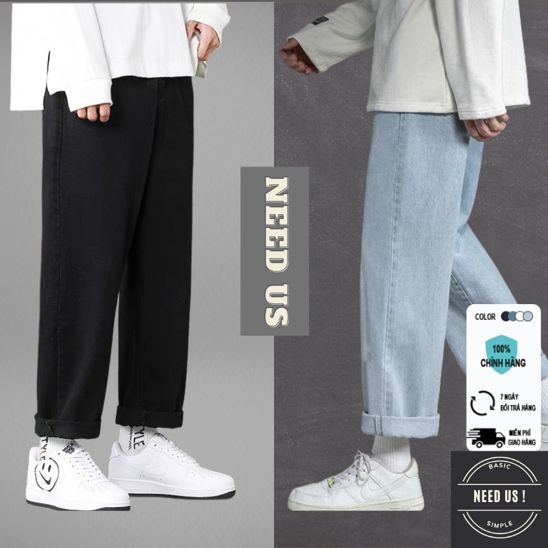 Quần Jean baggy UNISEX, suông ống rộng NEED US Hàn Quốc đơn giản cá tính