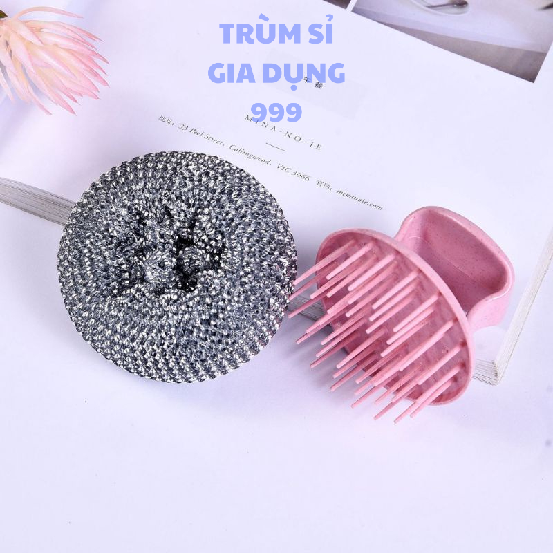 dụng cụ chùi xoong có tay cằm có thể tháo rời, dụng cụ rửa chén vệ sinh xoong nồi đa năng tiện lợi
